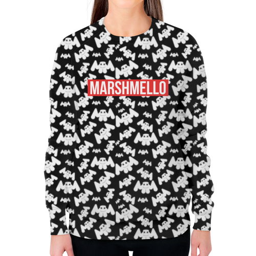 Заказать свитшот в Москве. Свитшот женский с полной запечаткой Marshmello от THE_NISE  - готовые дизайны и нанесение принтов.