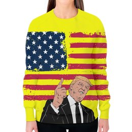 Заказать свитшот в Москве. Свитшот женский с полной запечаткой Дональд Трамп от denis01001 - готовые дизайны и нанесение принтов.