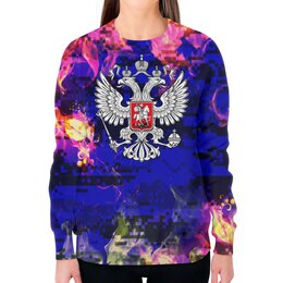Заказать свитшот в Москве. Свитшот женский с полной запечаткой Россия от THE_NISE  - готовые дизайны и нанесение принтов.