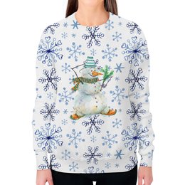 Заказать свитшот в Москве. Свитшот женский с полной запечаткой снеговик от THE_NISE  - готовые дизайны и нанесение принтов.