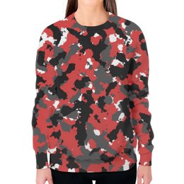 Заказать свитшот в Москве. Свитшот женский с полной запечаткой Red Urban Camo от ZakonVash - готовые дизайны и нанесение принтов.