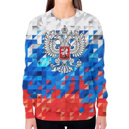 Заказать свитшот в Москве. Свитшот женский с полной запечаткой Герб России от THE_NISE  - готовые дизайны и нанесение принтов.
