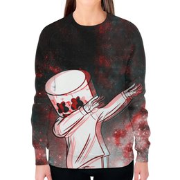 Заказать свитшот в Москве. Свитшот женский с полной запечаткой Marshmello       от T-shirt print  - готовые дизайны и нанесение принтов.