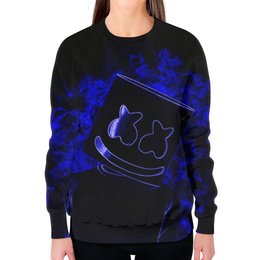 Заказать свитшот в Москве. Свитшот женский с полной запечаткой Marshmello       от T-shirt print  - готовые дизайны и нанесение принтов.