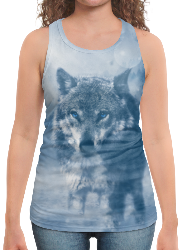 printio футболка с полной запечаткой мужская волк с голубыми глазами Printio Борцовка с полной запечаткой Волк с голубыми глазами