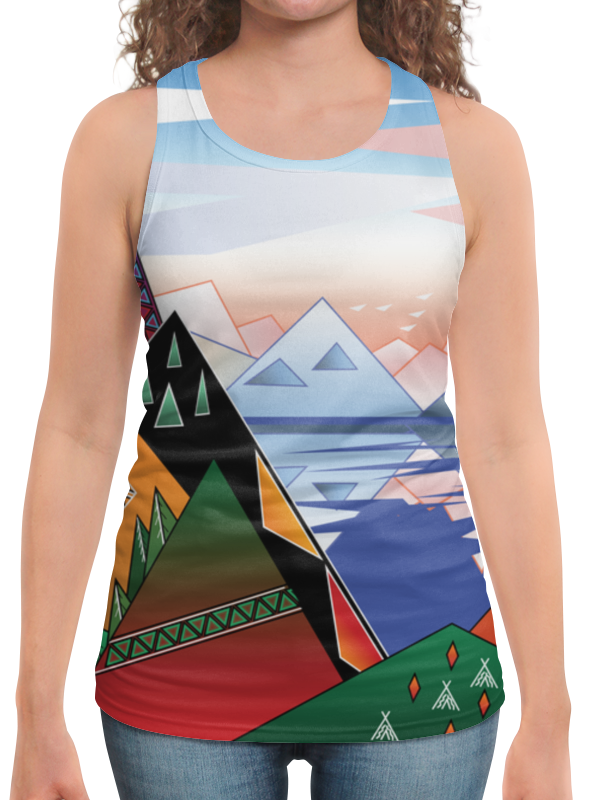 Printio Борцовка с полной запечаткой Абстрактный пейзаж с горами и морем printio футболка с полной запечаткой женская абстрактный пейзаж с горами и морем