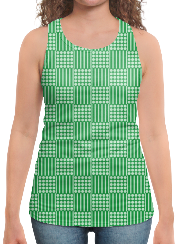 printio футболка с полной запечаткой женская горох в квадрате Printio Борцовка с полной запечаткой Горох и линия