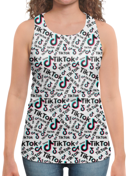 Заказать майку в Москве. Борцовка с полной запечаткой TikTok  от DESIGNER   - готовые дизайны и нанесение принтов.