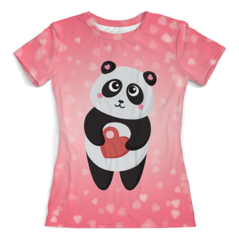 Printio Футболка с полной запечаткой (женская) Панда с сердечком printio футболка с полной запечаткой для девочек панда с сердечком