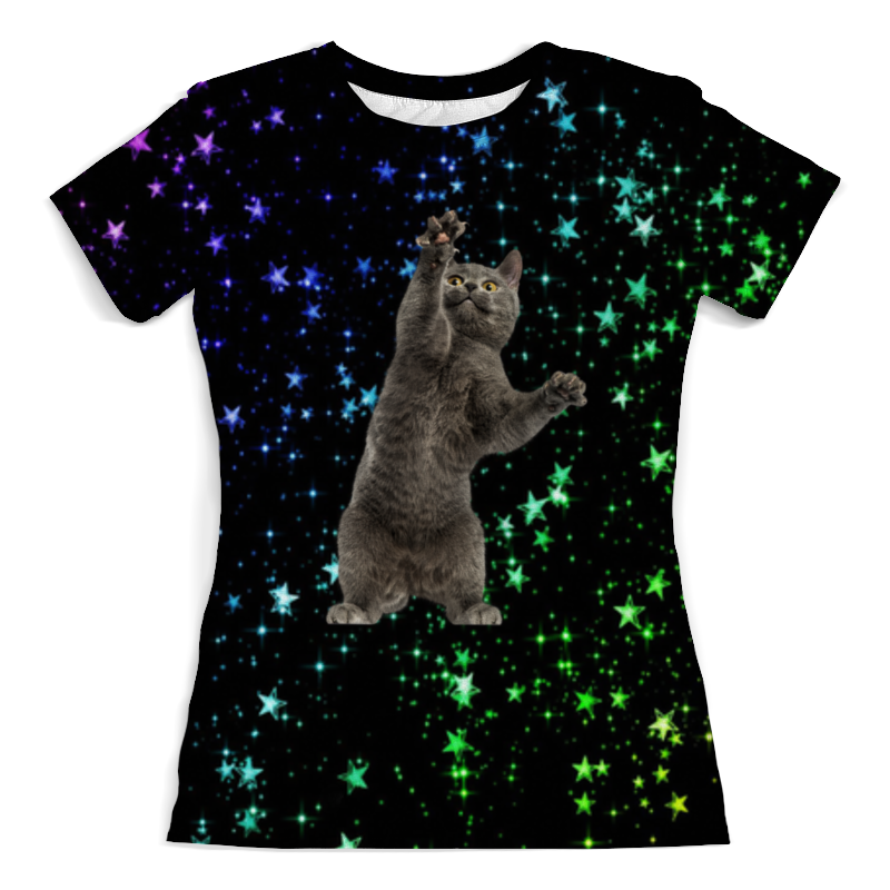 Printio Футболка с полной запечаткой (женская) Кот и звезды printio футболка с полной запечаткой женская кот и звезды