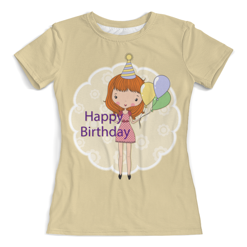 Printio Футболка с полной запечаткой (женская) День рождения printio футболка с полной запечаткой для девочек с вашим поздравлением