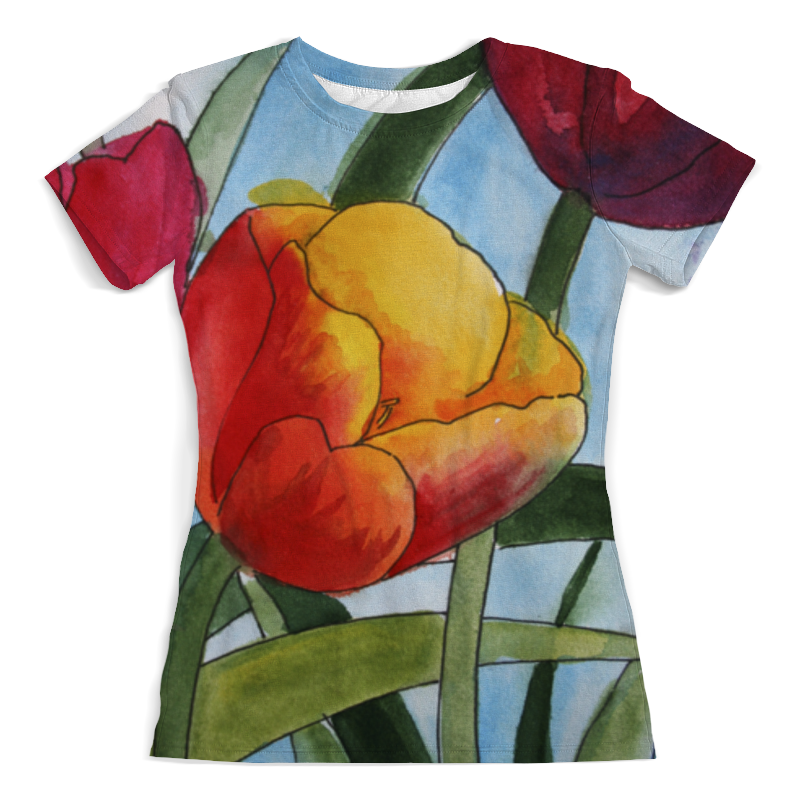 Printio Футболка с полной запечаткой (женская) Весенние тюльпаны. printio футболка с полной запечаткой женская тюльпаны