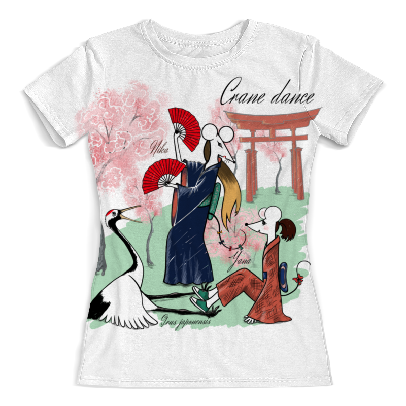 Printio Футболка с полной запечаткой (женская) Crane dance printio футболка с полной запечаткой женская веселая смешная семья слонов танец розовая
