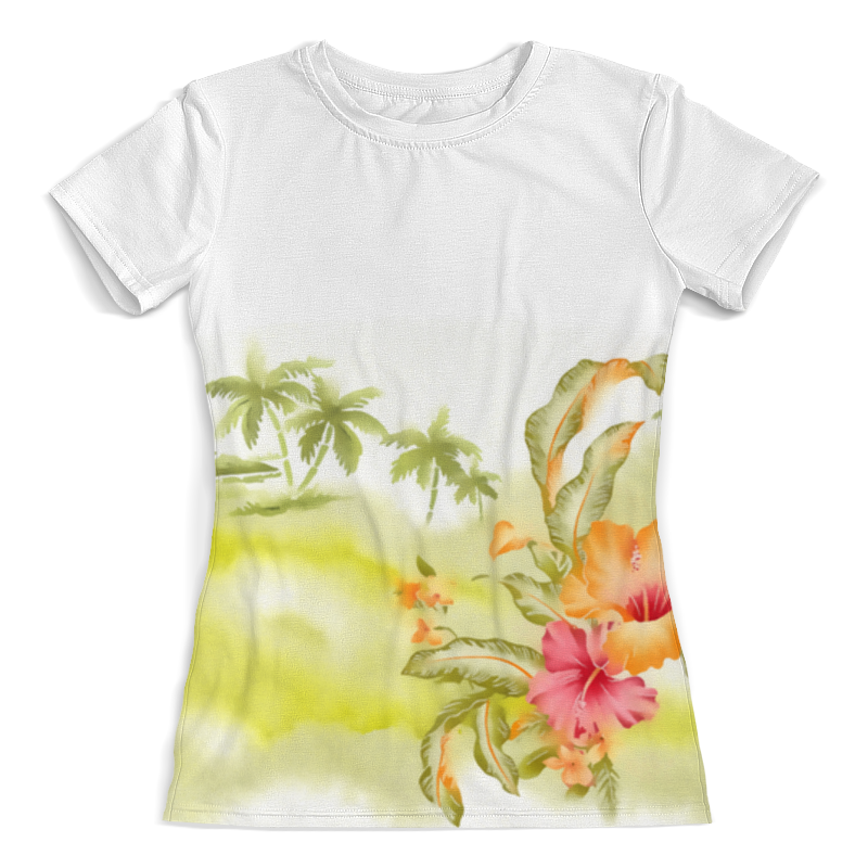 Printio Футболка с полной запечаткой (женская) Тропические цветы, пальмы. printio футболка с полной запечаткой женская тропические растения