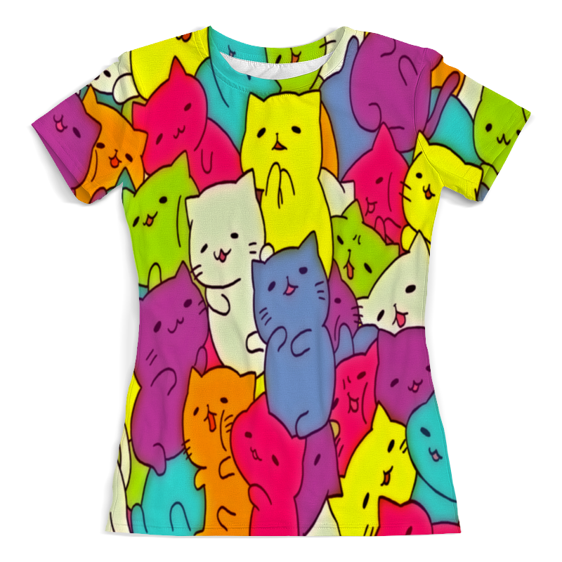 Printio Футболка с полной запечаткой (женская) Котики цветные printio футболка с полной запечаткой женская котики цветные