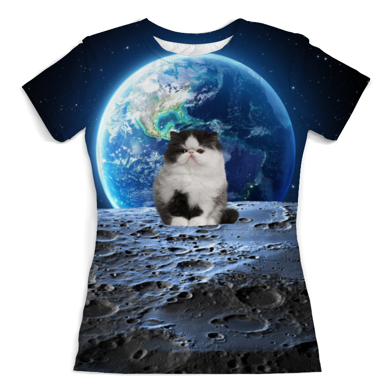 printio футболка с полной запечаткой женская кот в капюшоне Printio Футболка с полной запечаткой (женская) Кот в космосе