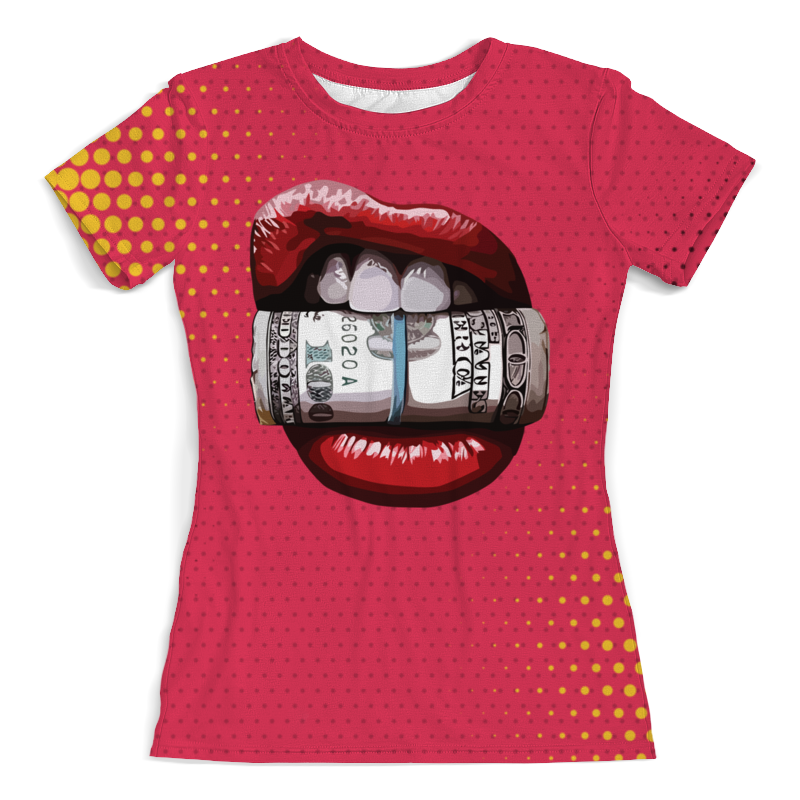 Printio Футболка с полной запечаткой (женская) Губы и доллары printio футболка с полной запечаткой женская губы и языки