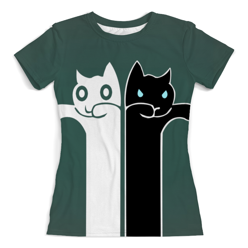 Printio Футболка с полной запечаткой (женская) Белый кот , чёрная кошка (1) printio футболка с полной запечаткой женская белый кот черная кошка 1