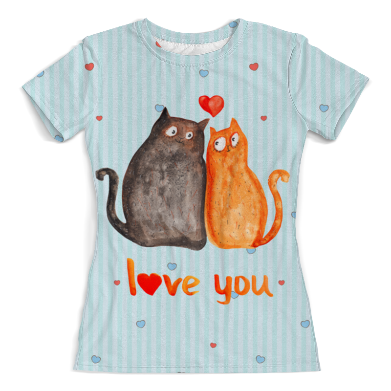 Printio Футболка с полной запечаткой (женская) Влюбленные коты. парные футболки.