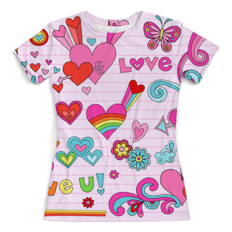 Printio Футболка с полной запечаткой (женская) Сердечки printio футболка с полной запечаткой женская футболка теплые сердечки