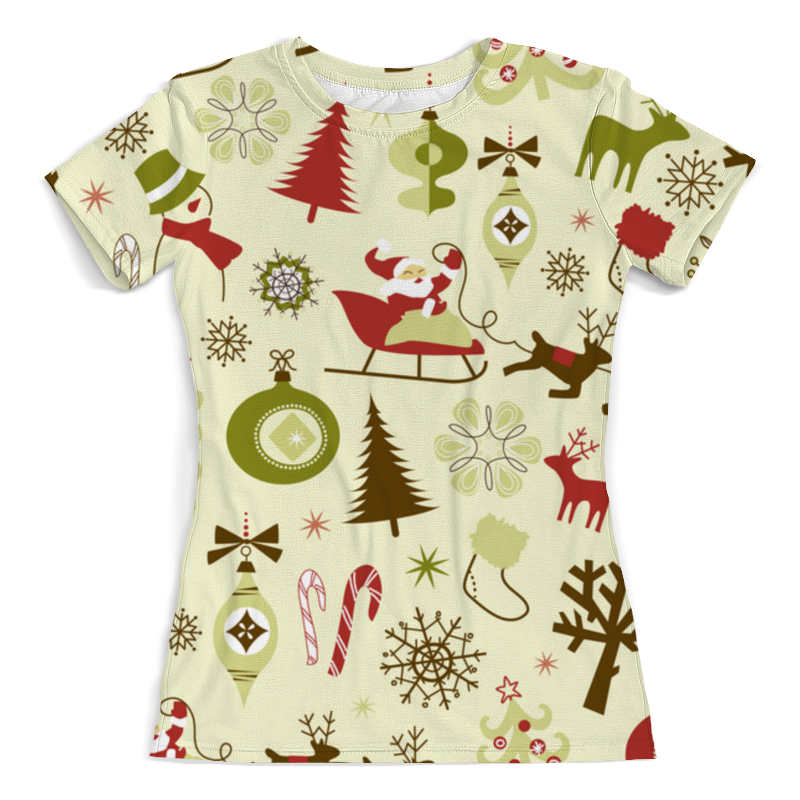 рождественская футболка для отпуска с санта клаусом Printio Футболка с полной запечаткой (женская) Новогодняя