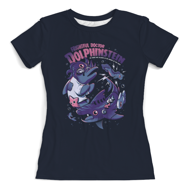 printio футболка с полной запечаткой для девочек акула и дельфинчик Printio Футболка с полной запечаткой (женская) Акула и дельфинчик