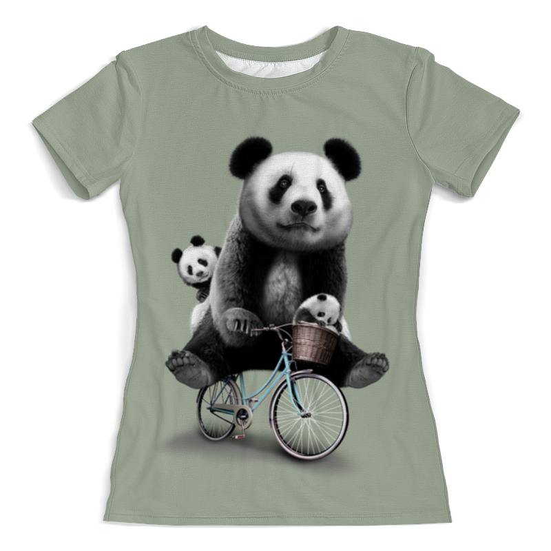 Printio Футболка с полной запечаткой (женская) Панда на велосипеде printio футболка с полной запечаткой мужская летняя поездка на велосипеде