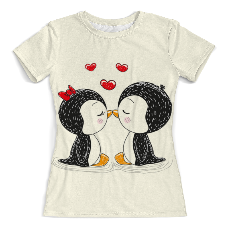 Printio Футболка с полной запечаткой (женская) Влюбленные пингвины