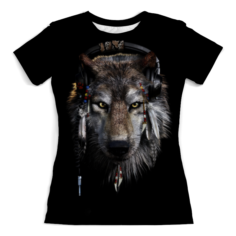 Printio Футболка с полной запечаткой (женская) Волк в наушниках printio футболка с полной запечаткой женская волк в наушниках
