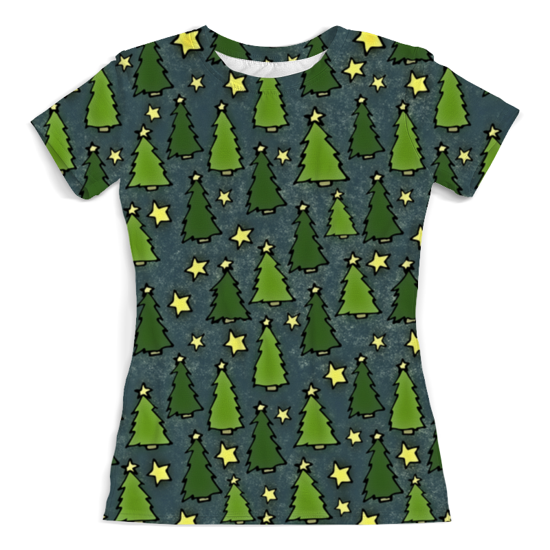 printio футболка с полной запечаткой для девочек новогодняя елка Printio Футболка с полной запечаткой (женская) Новогодняя елка