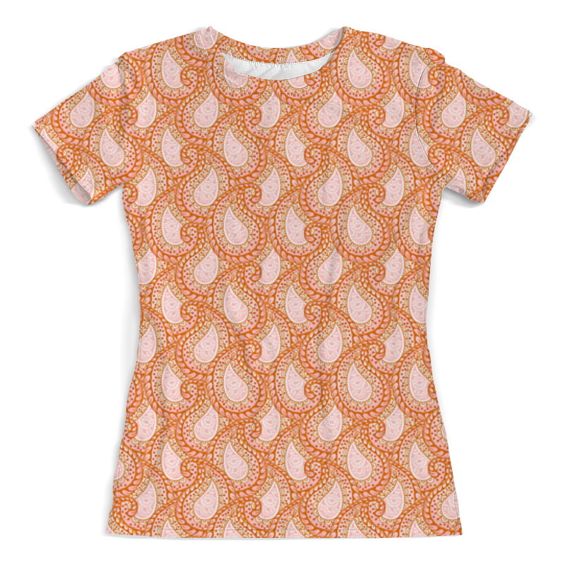 Printio Футболка с полной запечаткой (женская) Розово-телесный узор пейсли (бута) printio футболка с полной запечаткой женская пейсли с цветами летний дизайн