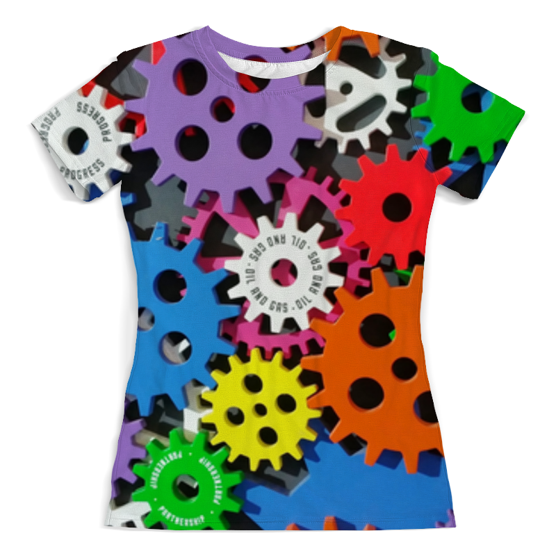printio футболка с полной запечаткой женская цветные сны Printio Футболка с полной запечаткой (женская) Цветные шестеренки