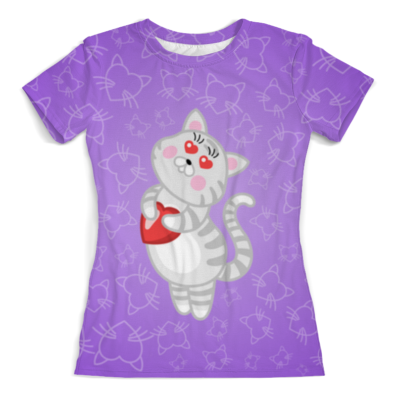 Printio Футболка с полной запечаткой (женская) Влюбленная кошечка printio футболка с полной запечаткой женская влюбленная панда