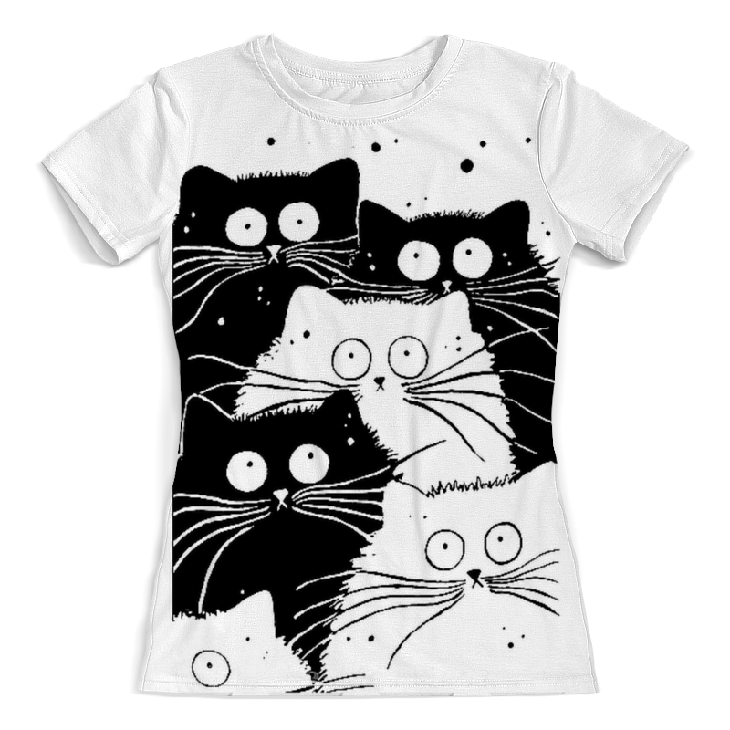 Printio Футболка с полной запечаткой (женская) Белый кот черная кошка (1) printio футболка с полной запечаткой женская белый кот черная кошка 2