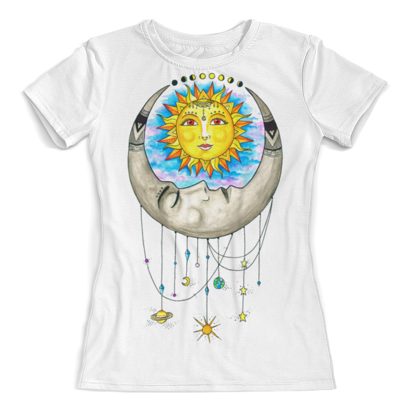 Printio Футболка с полной запечаткой (женская) Луна и солнце
