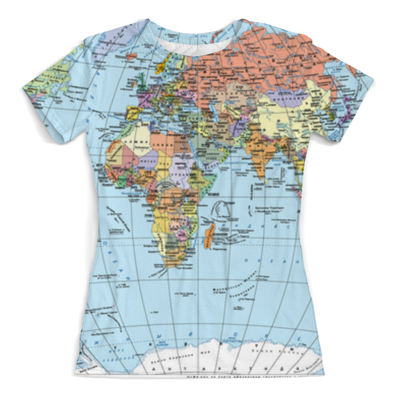 Printio Футболка с полной запечаткой (женская) Карта мира printio футболка с полной запечаткой женская политическая карикатура