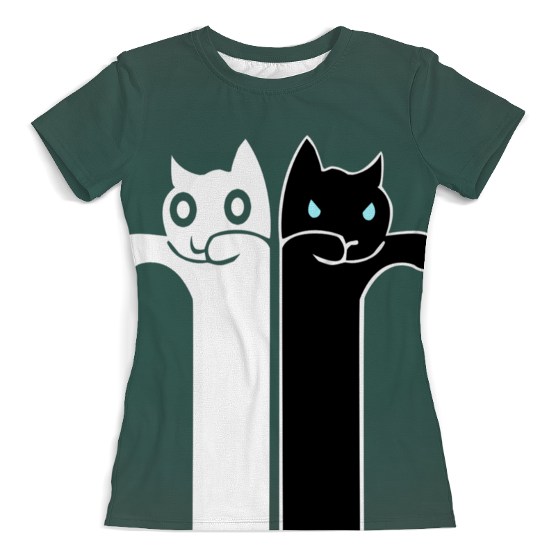 Printio Футболка с полной запечаткой (женская) Белый кот , чёрная кошка printio футболка с полной запечаткой женская чёрная кошка 1