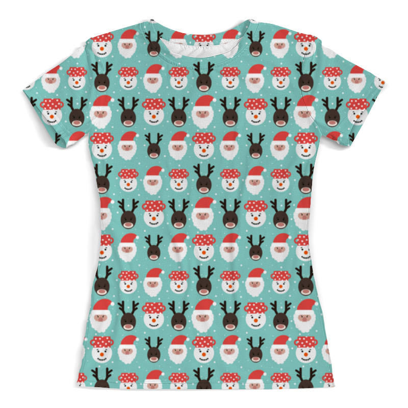 printio футболка с полной запечаткой для девочек снеговички и деды морозы Printio Футболка с полной запечаткой (женская) Снеговички и деды морозы