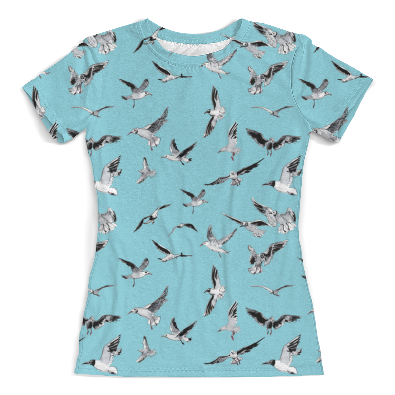printio футболка с полной запечаткой мужская чайки Printio Футболка с полной запечаткой (женская) Seagulls blue background
