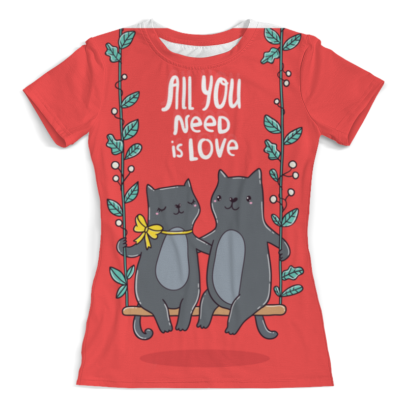 Printio Футболка с полной запечаткой (женская) All you need is love. кошки на качелях. женская футболка космонавт на качелях s черный