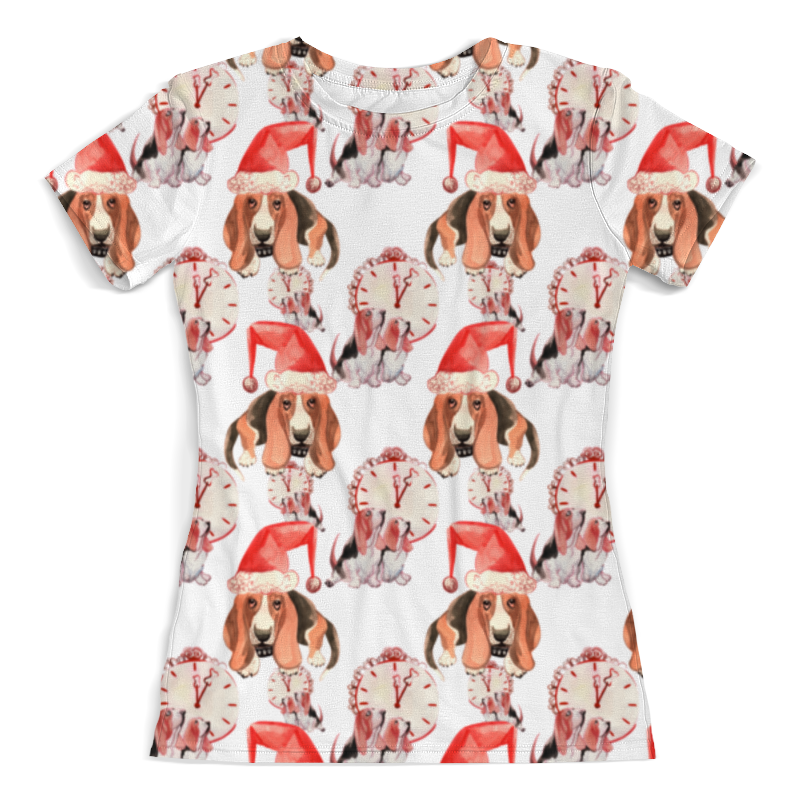 Printio Футболка с полной запечаткой (женская) Узор с забавными новогодними акварельными собаками printio футболка с полной запечаткой женская новогодний сюрприз