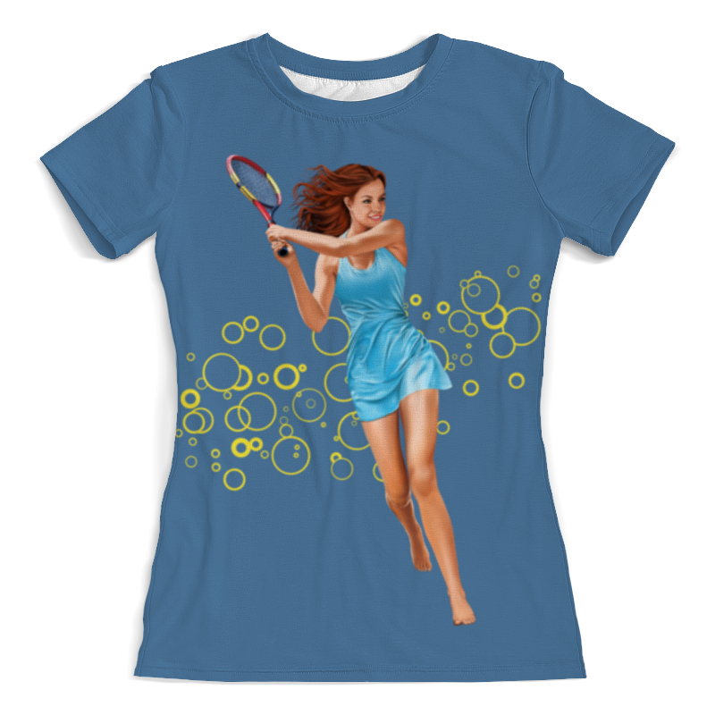 printio детская футболка классическая унисекс девушка с теннисной ракеткой Printio Футболка с полной запечаткой (женская) Девушка с теннисной ракеткой