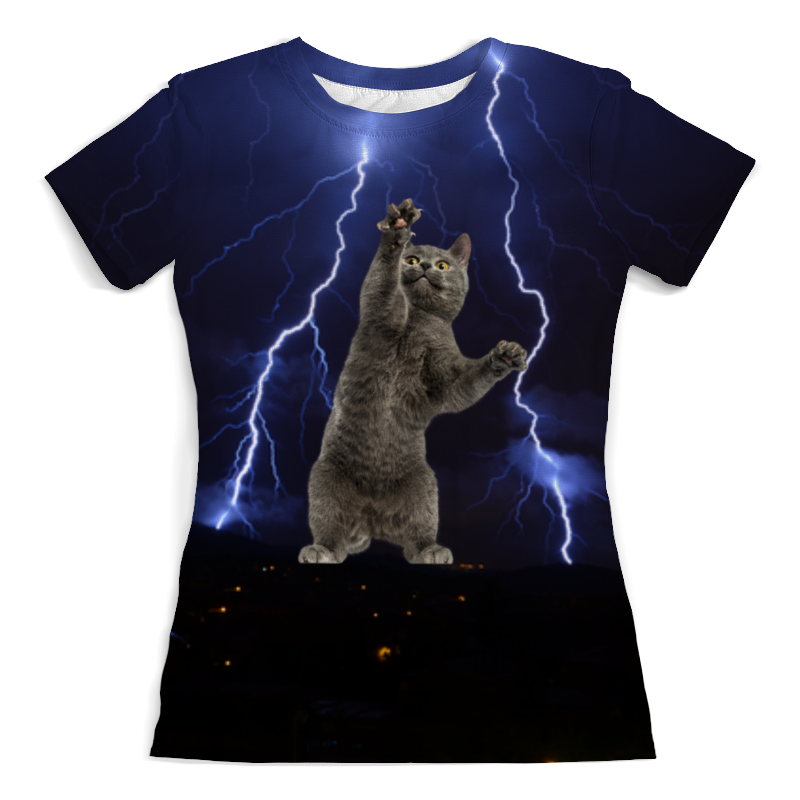 Printio Футболка с полной запечаткой (женская) Кот и молния printio футболка с полной запечаткой мужская кот и молния