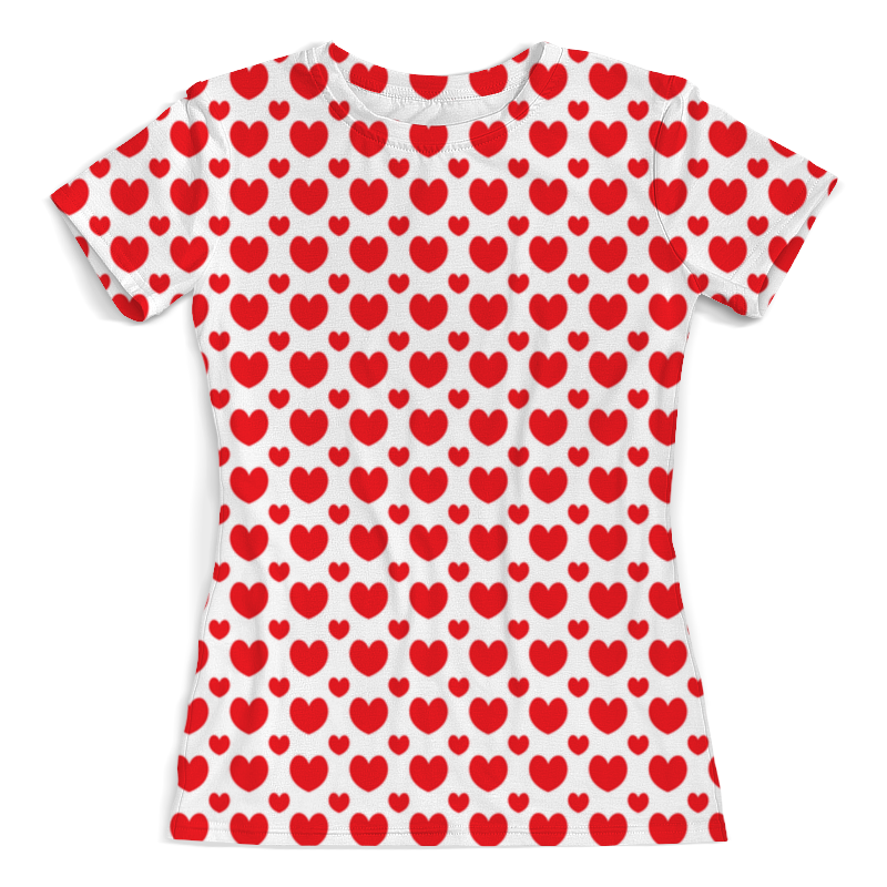 Printio Футболка с полной запечаткой (женская) Красные сердечки printio футболка с полной запечаткой женская красные сердечки