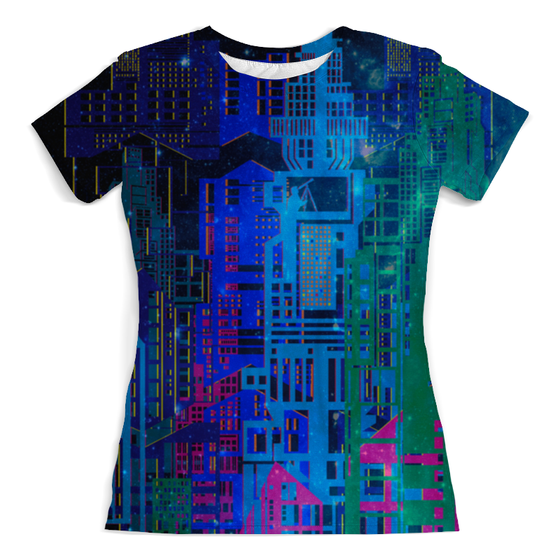 Printio Футболка с полной запечаткой (женская) Космический город printio футболка с полной запечаткой женская космический кот