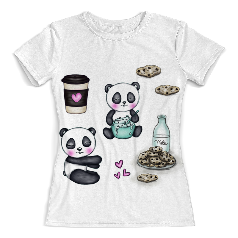 Printio Футболка с полной запечаткой (женская) Панды с печеньками printio футболка с полной запечаткой женская кофе