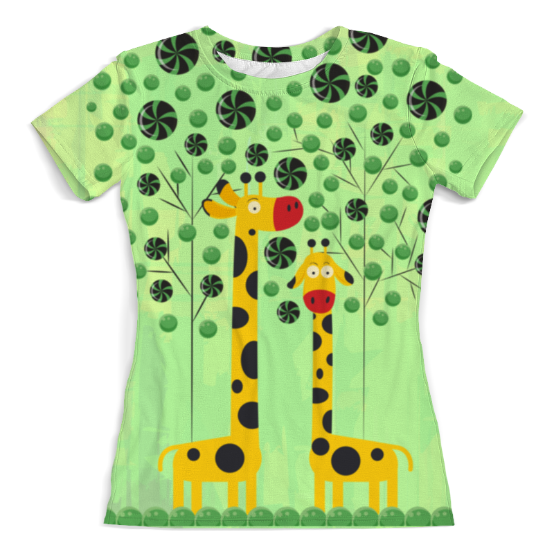 винтажный советский детский диафильм в сладком морковном лесу ссср Printio Футболка с полной запечаткой (женская) Жирафы в сладком лесу