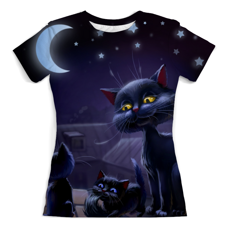 Printio Футболка с полной запечаткой (женская) Кошачья ночь printio футболка с полной запечаткой женская звёздная ночь