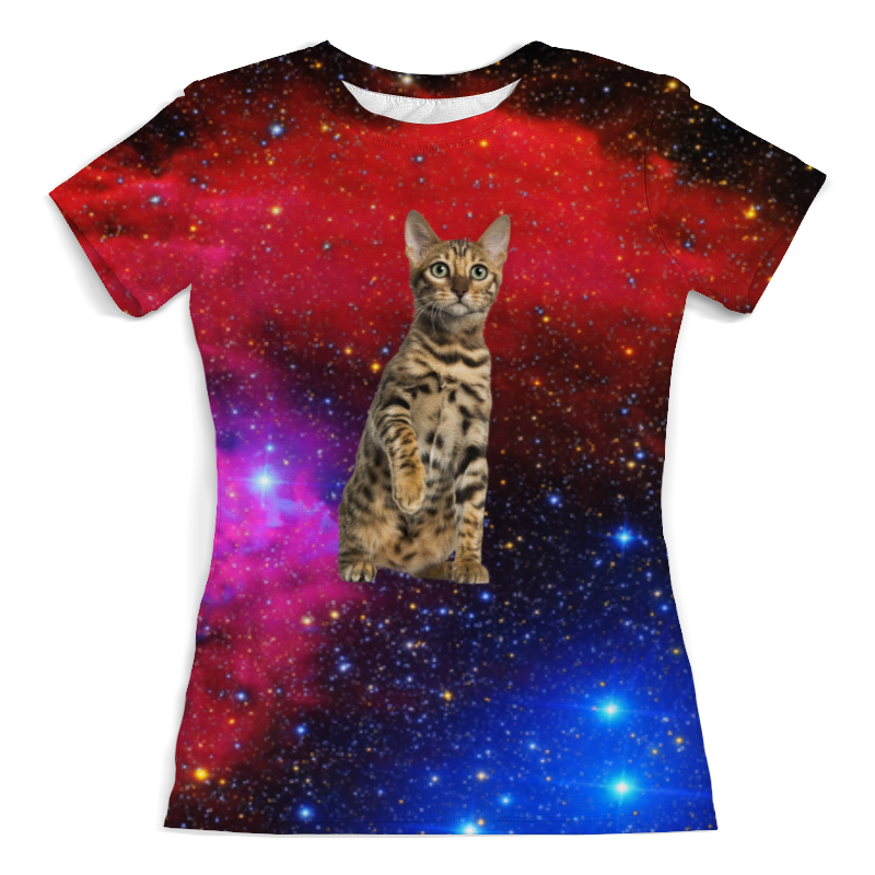 printio футболка с полной запечаткой женская кот в капюшоне Printio Футболка с полной запечаткой (женская) кот в космосе