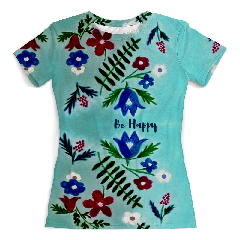 Printio Футболка с полной запечаткой (женская) Цветы на голубом printio футболка с полной запечаткой женская настроение лето